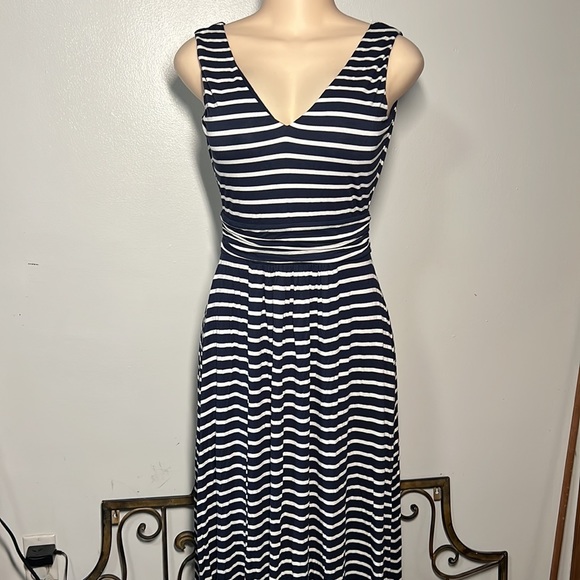 Boden Dresses & Skirts - Boden Navy & White Stripes Sleeveless V-Neck Maxi Dress